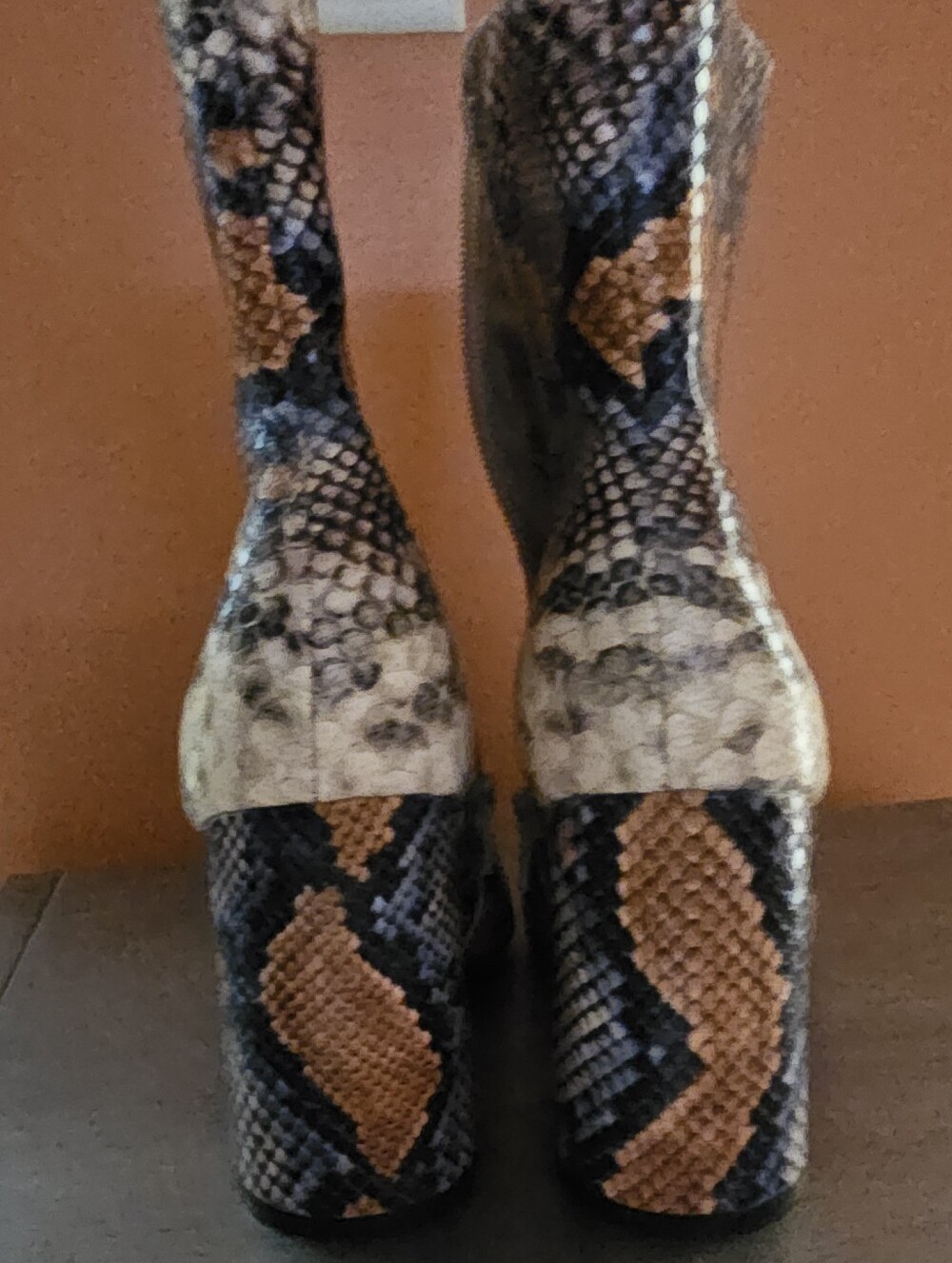 Women’s Snake-Print Block Heel Ankle Boots - Picture 5 of 8